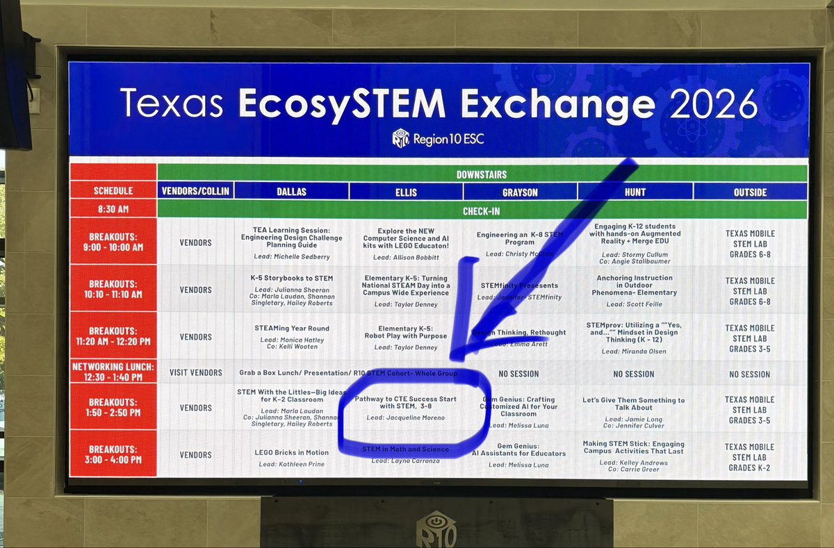 jhmoreno's tweet photo. At Region 10 Texas EcosySTEM Exchange 2026! 🚀

Ready to engage, share, and “quack the code” 🐥💻
Visit our exhibit &amp; join our session to get inspired!

#TexasEcosySTEMExchange #Region10ESC #STEM #CTE #QuackTheCode https://t.co/GUep0nkXZK