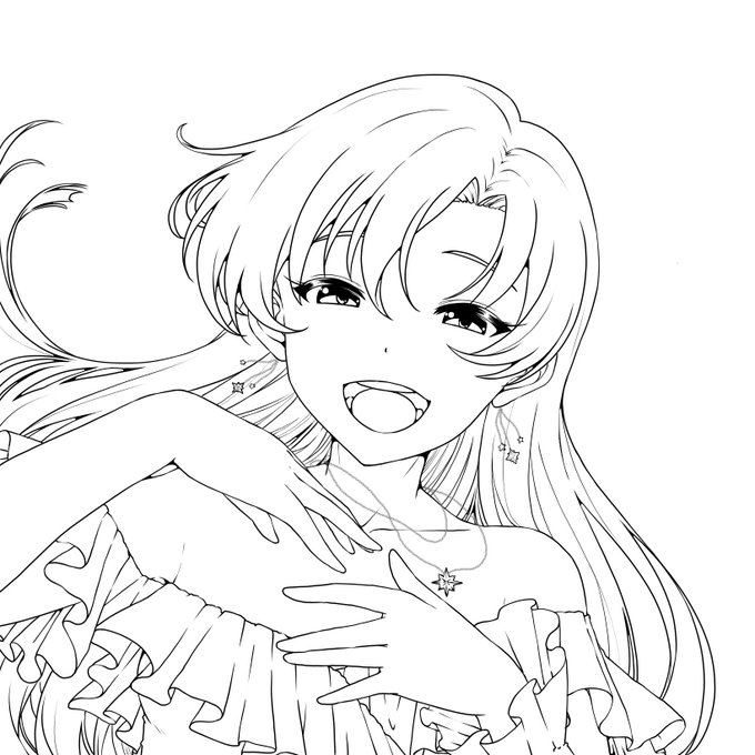 線画だけできましたが、時間的に無理っす。すまん千早。 