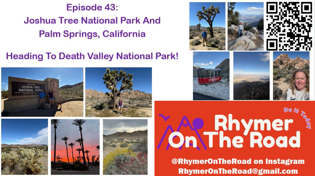 TigerPreGame's tweet photo. Episode 43 Of Rhymer On The Road!
Ann and I review Joshua Tree National Park & Palm Springs, California!
https://t.co/eSWtcDGlt7
NEXT STOP → Death Valley National Park!
Give us your best recommendations for hikes, restaurants, and things to see!
#RhymerOnTheRoad #DoItToday https://t.co/vUWaNHtDkU