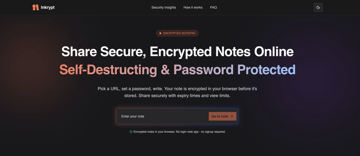 alisdevani's tweet photo. Encrypted notes that self-destruct
https://t.co/nVnK4Nxrnp https://t.co/MA2PWAK1wK