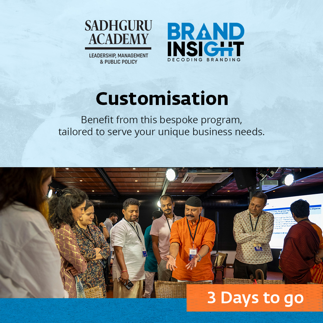 SadhguruAcademy's tweet photo. Cutting through the clutter. Stripping back the noise.
Prepare to see your business through a brand new lens in 72 hours at Brand Insight - Decoding Branding.
#sadhguruacademy #brandinsight https://t.co/xLASYeN80M