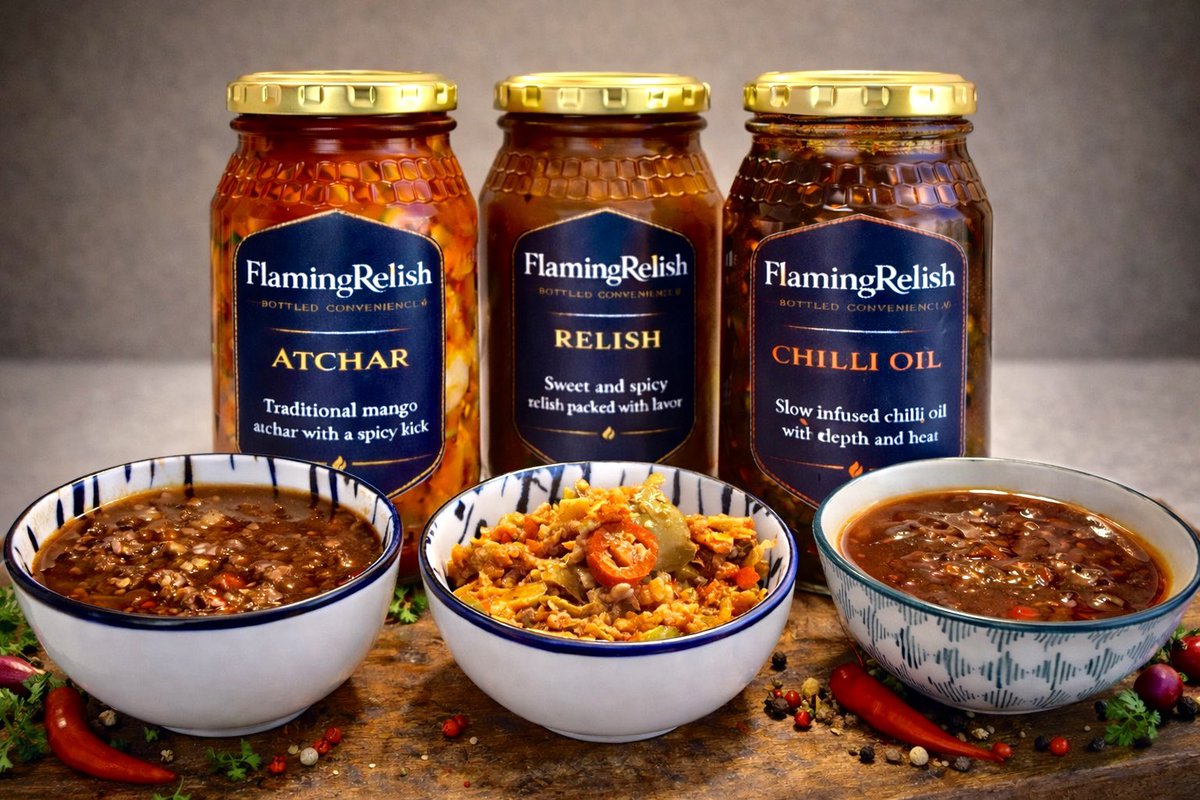 Chris_Nkuna_'s tweet photo. From our traditional onion &amp; tomato #FlamingRelish to Chilli Oil, Atchar &amp; Chimichurri, flavour lives here. 
We stand by two words, Bottled Convenience! 
Choose collection, local delivery or nationwide shipping. 

Your flavour, your way.

FR🔥🤏🏾😋 https://t.co/lHvHrFm7gu