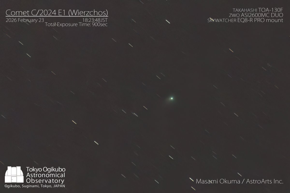 halley_7898's tweet photo. 2月23日夕刻、都内で撮影したC/2024 E1 Wierzchos 彗星。春一番が吹いて、都内のモヤっとした大気を拭き払ってくれたかと期待したけど、透明度に大きな変化はなかった感じ😂 #Cometobservation #彗星観察 #CometWierzchos #C2024E1 https://t.co/FTTzPFBcYo