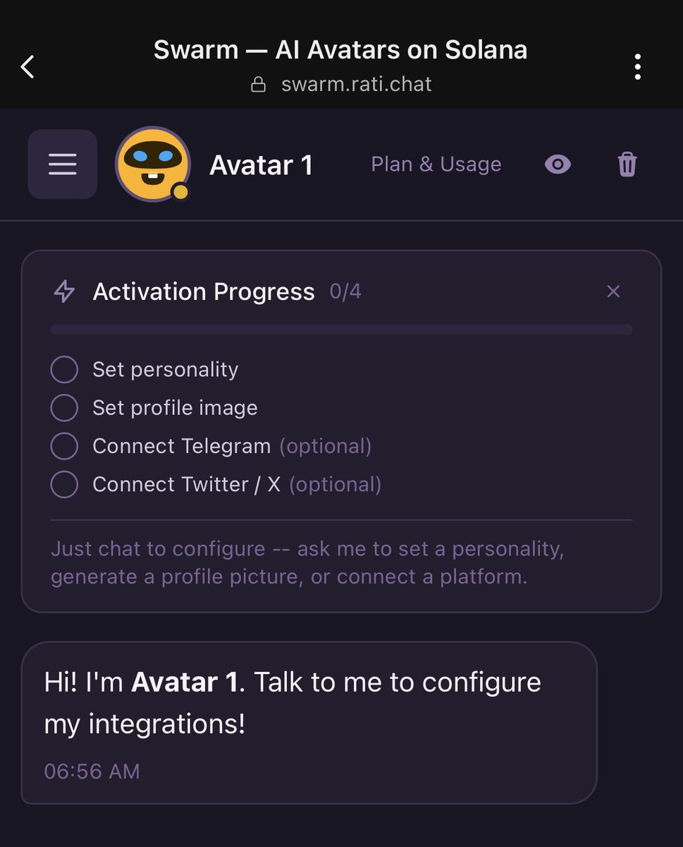 just chat to configure

swarm.rati.chat