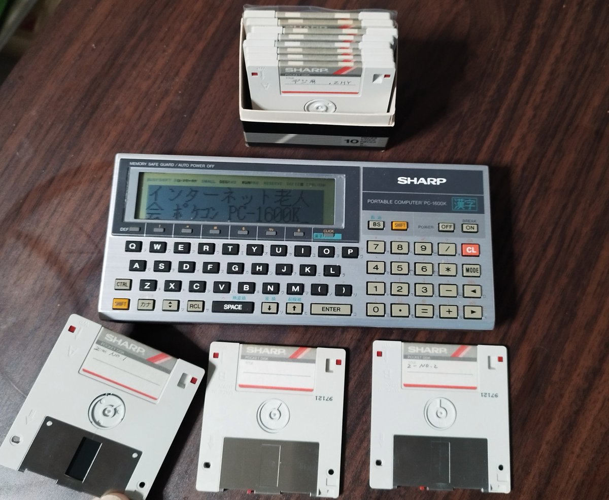 マニアックな記憶メディアならこれだ！

シャープ・ポケットコンピュータ用フロッピーディスク「ポケットディスク」（2.5インチ片面64KB、両面128KB）

※ 容量からクイックディスクか？と思われるかも知れませんが、れっきとしたフロッピーディスクです。

#インターネット老人会
#PC1600K