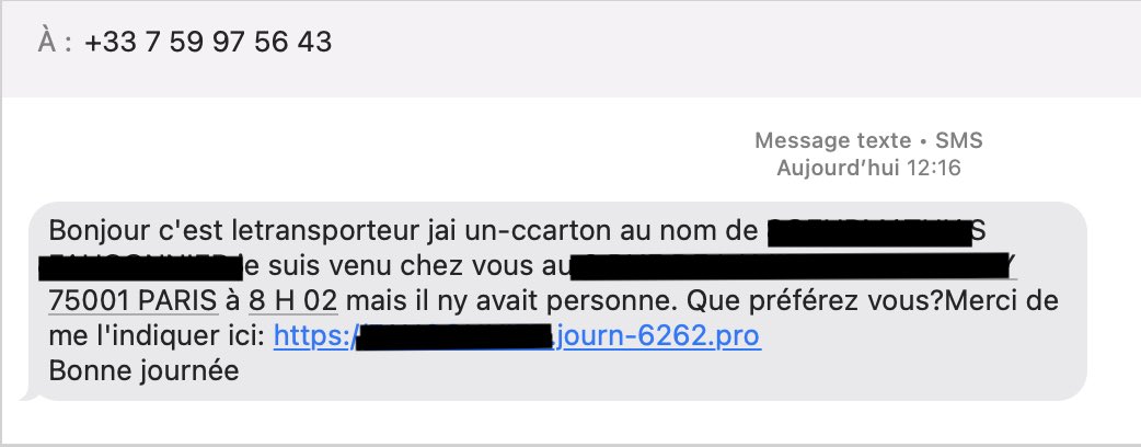 Matfau's tweet photo. @SignalArnaques La base clients Mondial Relay piratée en déc. 2025 est en pleine exploitation ! [Infos perso caviardées : nom/prénom + adresse de livraison chez un client, jamais utilisée ailleurs] https://t.co/xNABpbkrMa