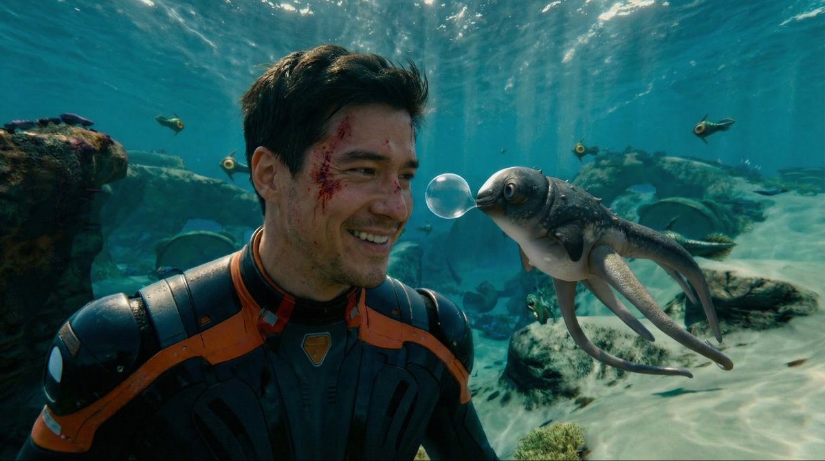 Chris495335's tweet image. A companion from another planet. #aiart #subnautica #cuddlefish