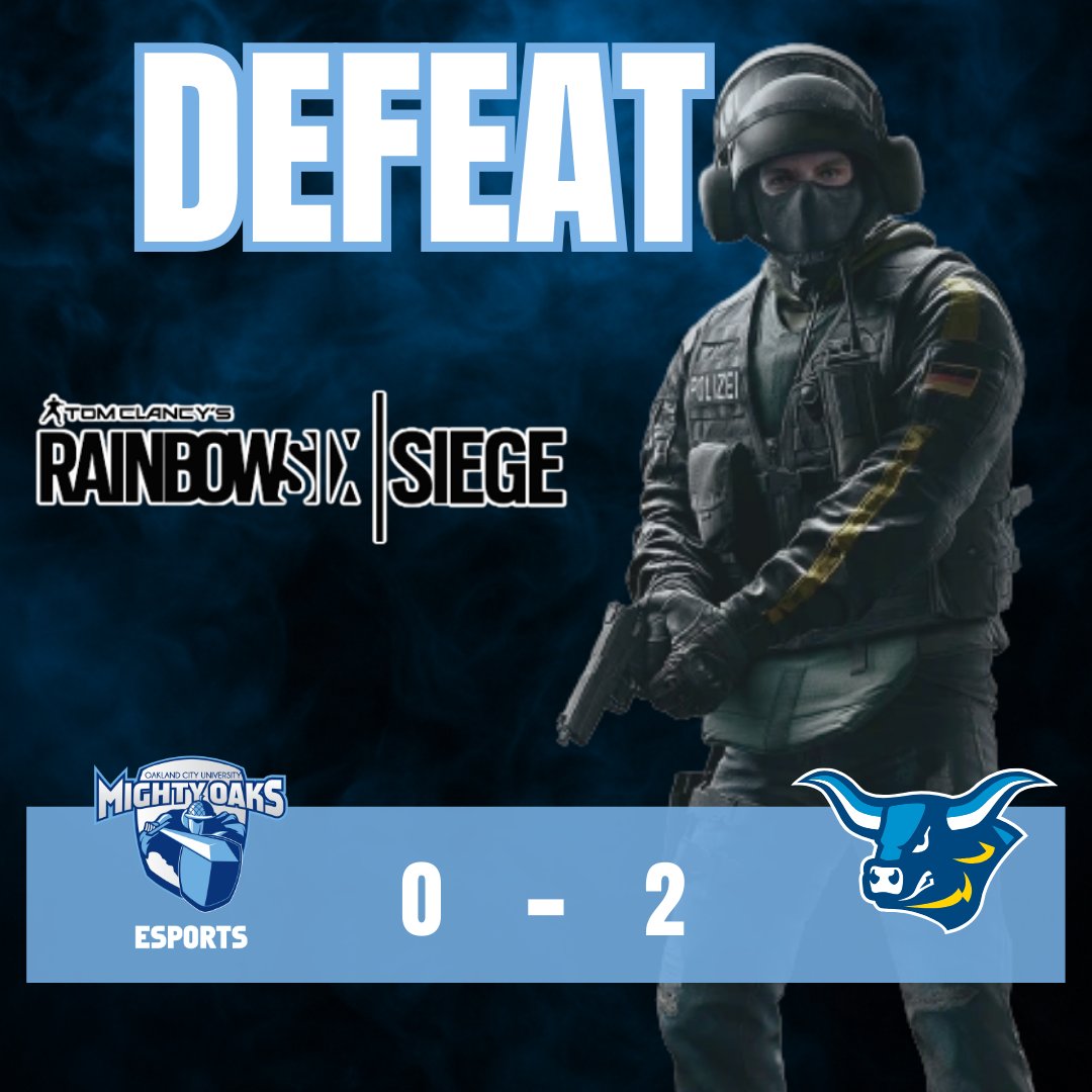 Tough loss to SUNY Alfred to take the Mighty Oaks down to 3-1. We will rally next week!

#GoMightyOaks #rainbowsixsiege