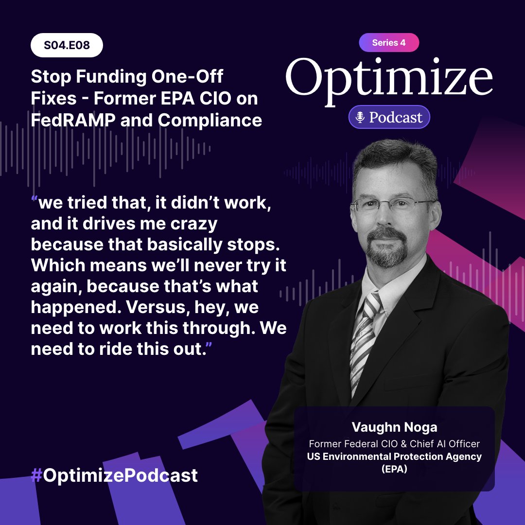 VisibleThread's tweet image. Former EPA CIO Vaughn Noga joined Chris Hamm to discuss why federal modernization stalls, and what actually works.

🎧 Listen to the full conversation: eu1.hubs.ly/H0s3rpq0

#GovCon #GovernmentContracting #FederalContracting #OptimizePodcast