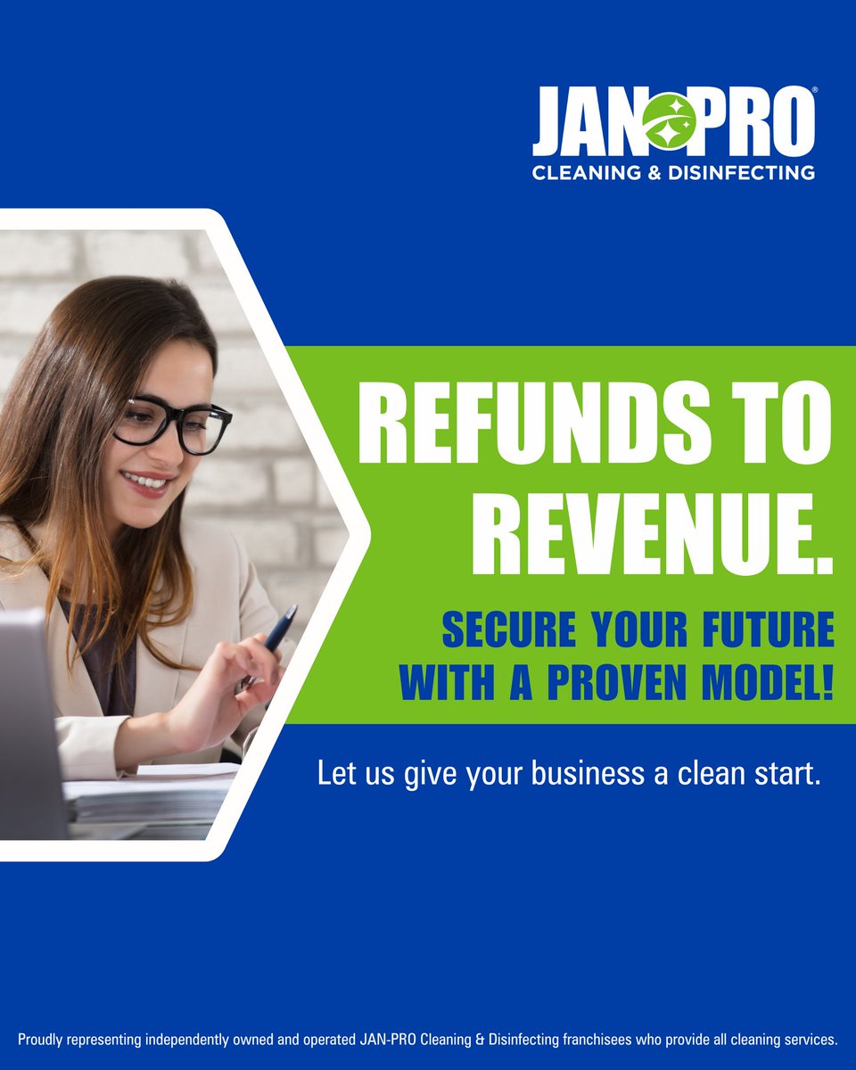janprocentralga's tweet photo. Got a tax refund? Put it to work!

Turn your refund into real revenue with a JAN-PRO® Cleaning &amp; Disinfecting business—backed by proven systems, training, and ongoing support.

Start building reliable income today: https://t.co/Ir05Tm3uxC. https://t.co/vMMfQnwrb0