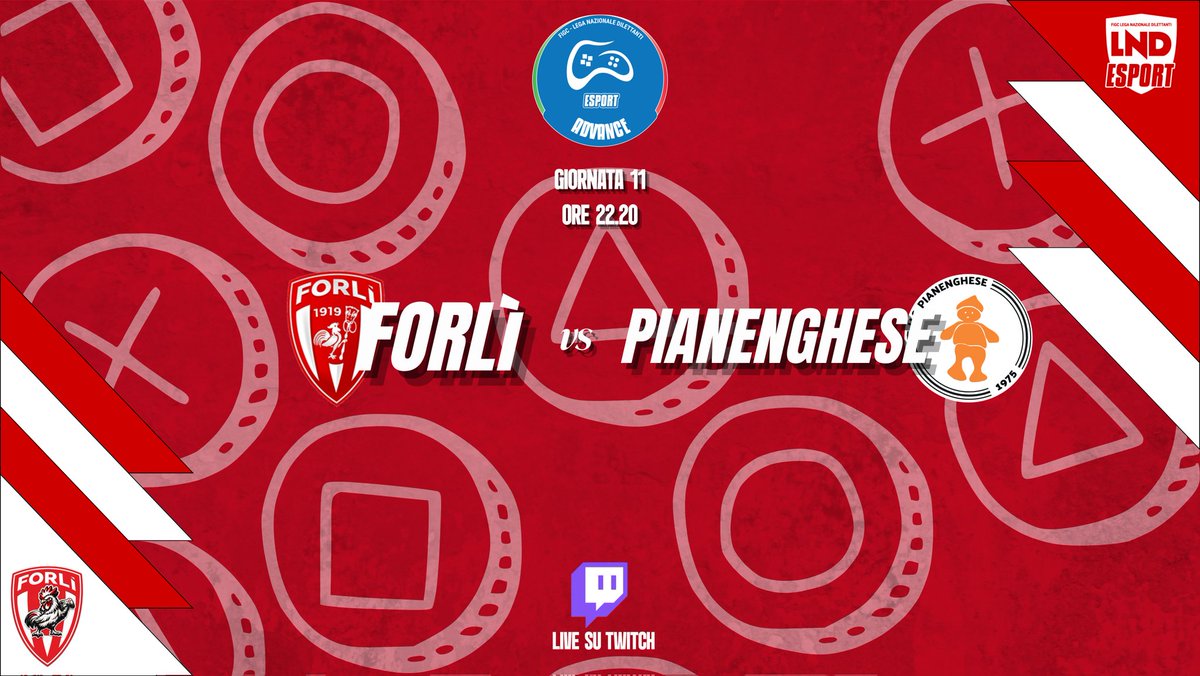 ForliFC's tweet photo. 🎮MATCHDAY🎮

🏆 @LNDEsport1
📅 1️⃣1️⃣giornata
🆚 @pianenghese
📺 https://t.co/URJz0P5zp7

#AlèFurlè 🐔🤍❤️ https://t.co/Nly7L6roPP