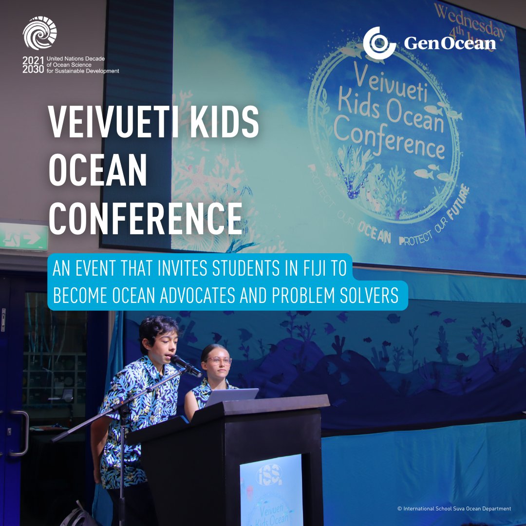 UNOceanDecade's tweet image. 🌊 Young ocean leaders are rising in Fiji. The Veivueti Kids Ocean Conference connects students to ocean science, culture and real-world careers. 

👉 Join as an expert, educator or funder: tinyurl.com/pcccmcxt 

#GenOcean #OceanDecade #KidsConference #OceanScience