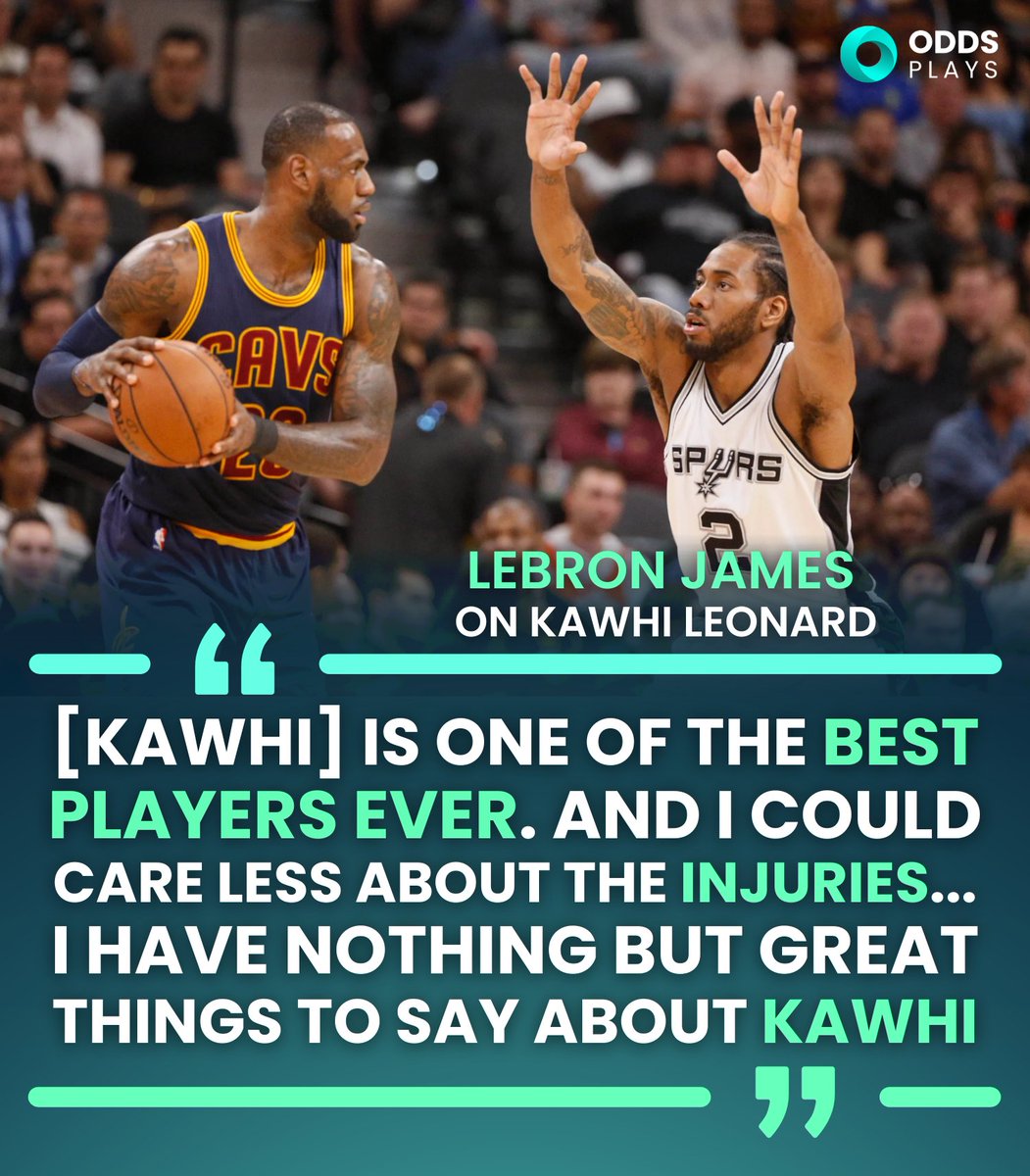 OddsPlaysUS's tweet image. Is LeBron trying to get Kawhi to the Lakers after Harden moved away from the Clippers? 🤔

"[Kawhi] is one of the best players ever. And I could care less about the injuries... I have nothing but great things to say about Kawhi." 🗣️

#nba #nbaquote #lebron #kawhi #lakers
