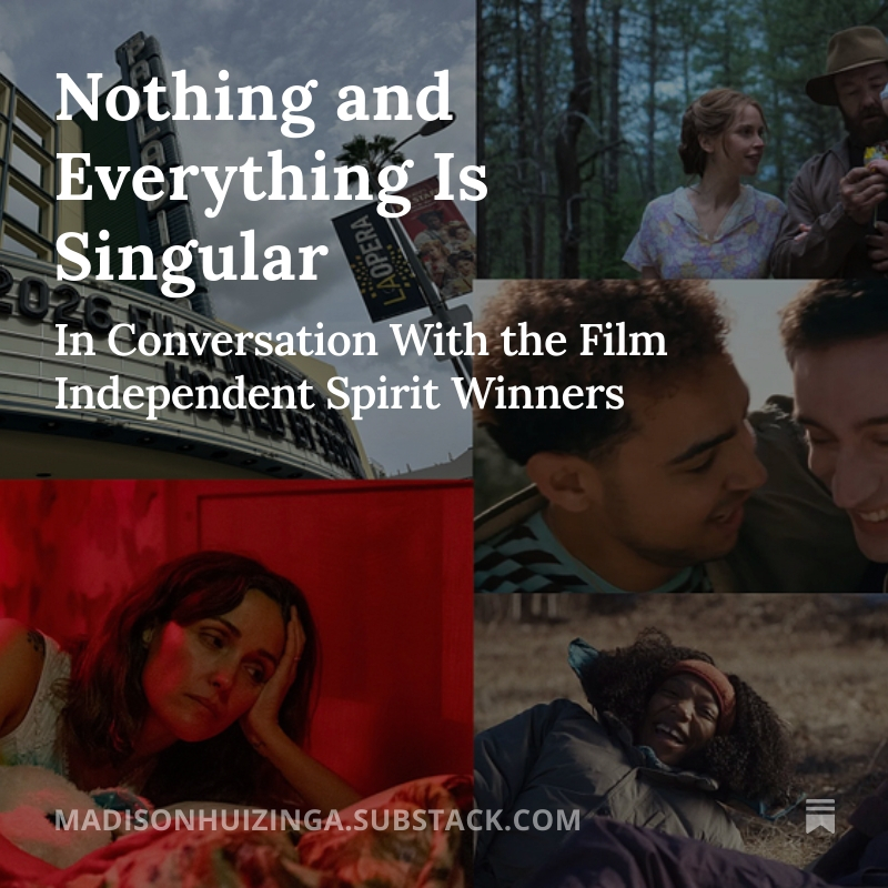 Last week, I went to the <a href="/filmindependent/">Film Independent</a> #SpiritAwards and spoke with Eva Victor, Rose Byrne, Clint Bentley, and other winners ⭐️ Motherhood, friendship, obsession, and grief, all in my latest 💌 madisonhuizinga.substack.com/p/nothing-and-…