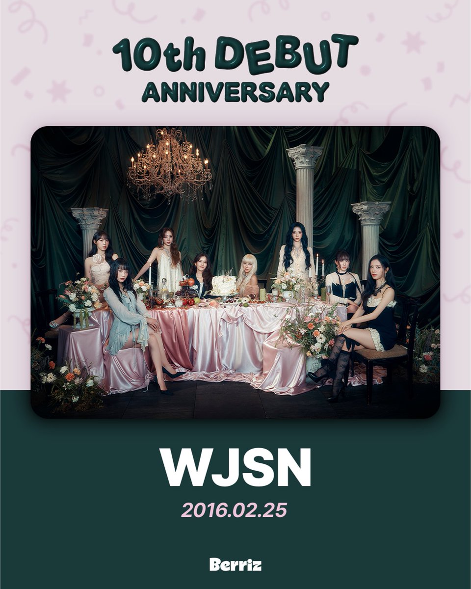 🍒 HAPPY WJSN DEBUT DAY 🍒

우주소녀의 데뷔 10주년을
진심으로 축하합니다🖤

지금 바로 베리즈 커뮤니티에서
우주소녀의 데뷔 기념일을 함께 축하하고🥳
아티스트에게 축하 포스트도 남겨보세요! 💌
🔗 link.berriz.in/web/main/wjsn

#WJSN #우주소녀 #UJUNG #우정
#Berriz #베리즈 
<a href="/WJSN_Cosmic/">우주소녀</a>