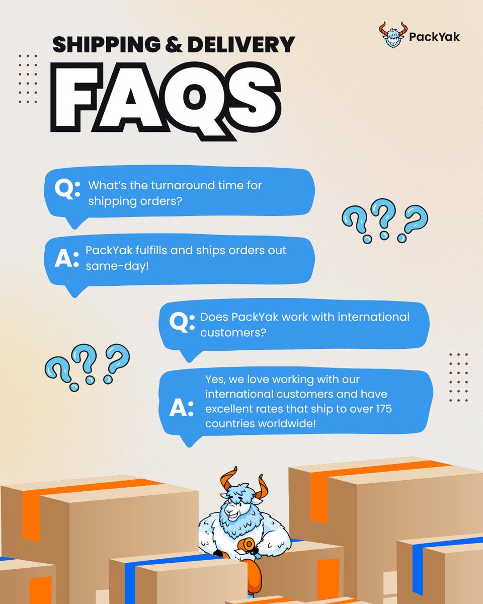 PackYakPacks's tweet photo. Got questions about fulfillment? We’ve got answers. 📦🐃

🌐 Visit https://t.co/14qlyCOSBR or send us a DM to get started.

#PackYakFulfillment #eCommerceFulfillment #3PL #OrderFulfillment #WarehousingSolutions #ShippingSolutions #eCommerceBusiness #OnlineBusiness #ShopifyStore https://t.co/YPWXg8nQXx