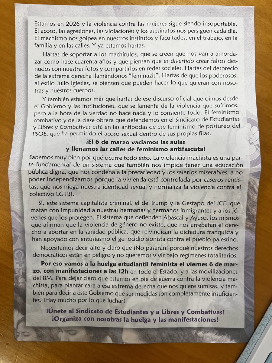 adrianmora_4's tweet photo. Cuota de palabras del panfleto de la manifestación feminista estudiantil:
-Brecha salarial: 1.25
-fachas: 1.1
-patriarcado: 1.4
-Trump: 3
-Abascal:2.5
-Sarah Santaolalla:4
-Bellerin:16
-ICE:8
-fregona:15
-palestina: 1.6
-vox: 2
-Julio Iglesias:10
-Ilia Topuria: 18
-Vito quiles:5 https://t.co/4adR8ZyQac