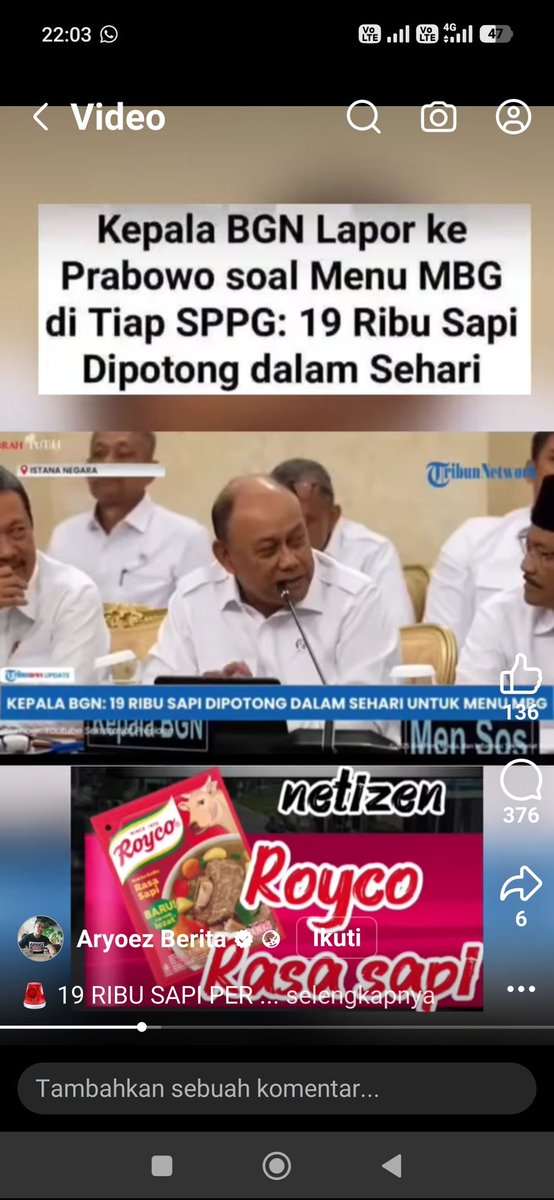 holilwin22's tweet photo. @prabowo Kasian Pak Presiden @prabowo diboongin bawahannya. Padahal program MBG ini bagus. namun pelaksanaanya banyak penyimpangan. Ini salah satu alasannya, 1 ekor sapi untuk 1 SPPG. Padahal nyatanya bukan 1 ekor sapi, tapi 1 bungkus penyedap rasa sapi🤣🤣 https://t.co/jjJbF6Ldfl