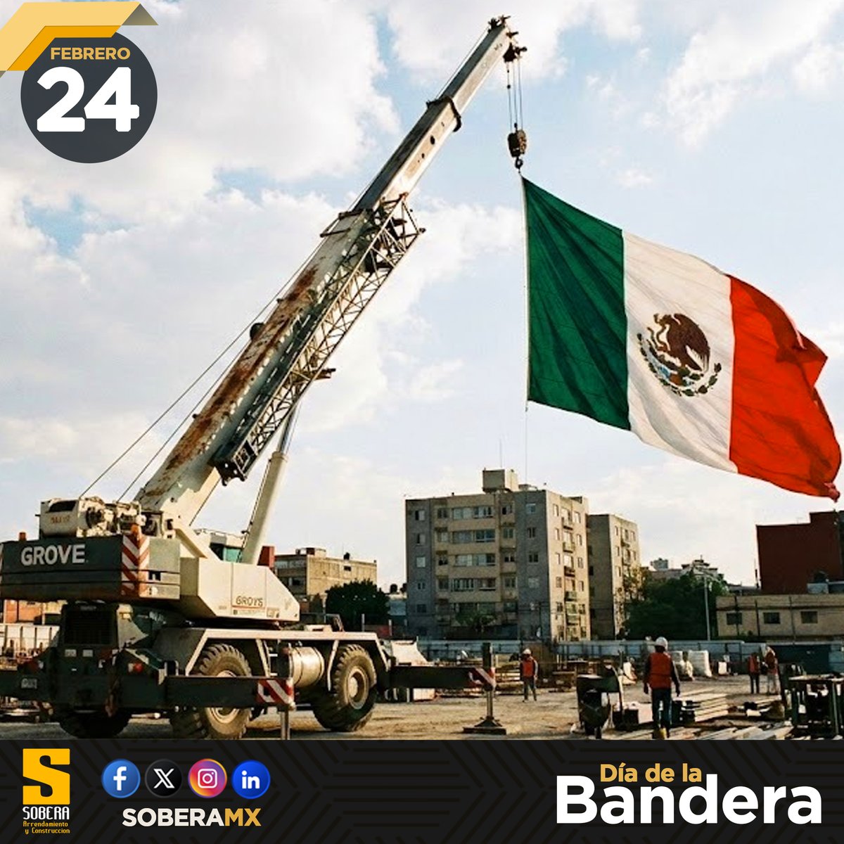 SoberaMX's tweet photo. En SOBERA Arrendamiento y Construcción, trabajamos todos los días bajo esos mismos principios: compromiso, responsabilidad y orgullo por construir el desarrollo industrial de México.
📷 #DíaDeLaBandera #OrgulloMexicano #SOBERA #IndustriaMexicana #Altamira #Veracruz https://t.co/dac0SUx0hs