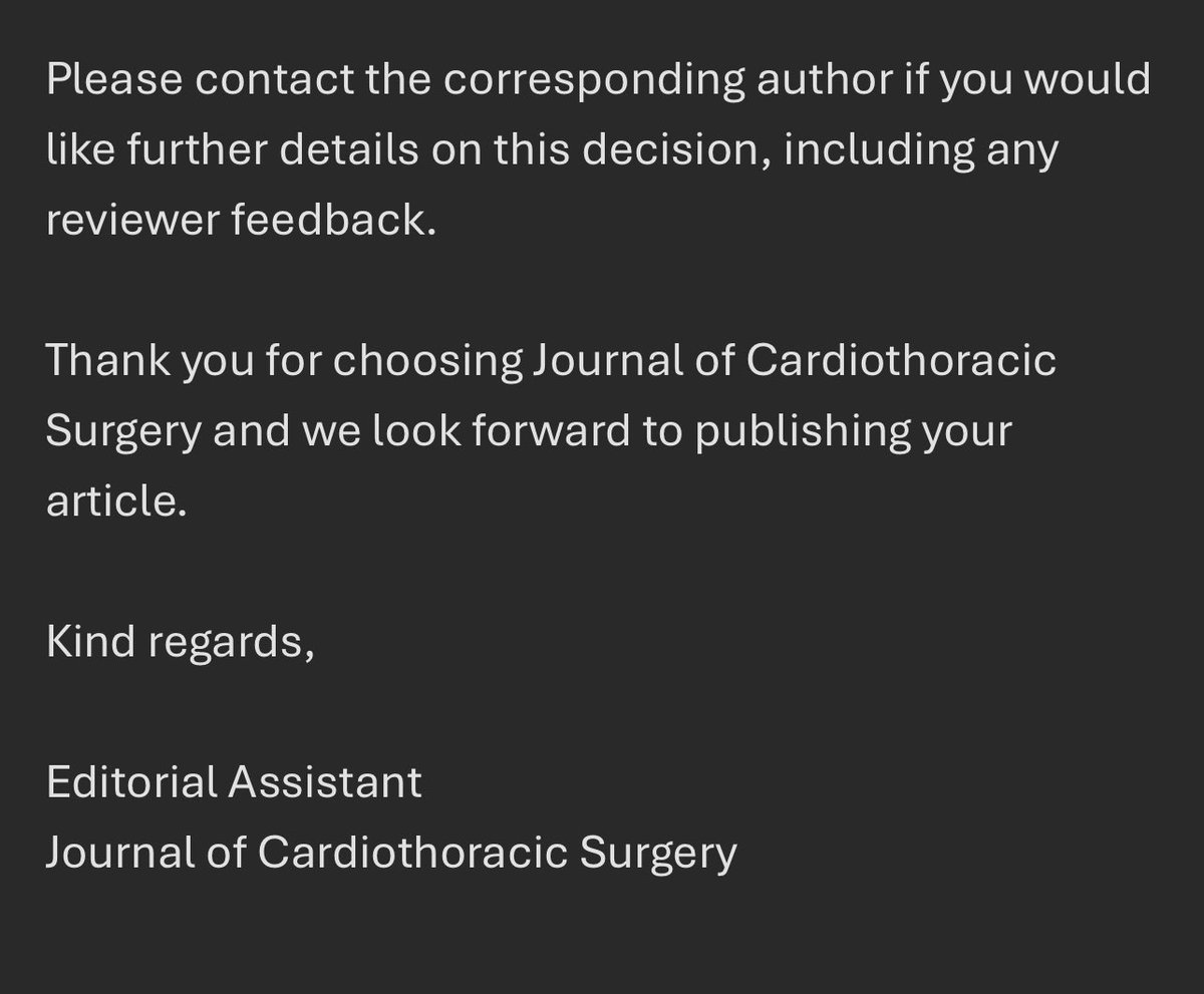 osobi_'s tweet photo. I am excited to share that the full manuscript which I coauthored has been accepted for publication in Journal of Cardiothoracic Surgery. https://t.co/yNmcIEBfjN