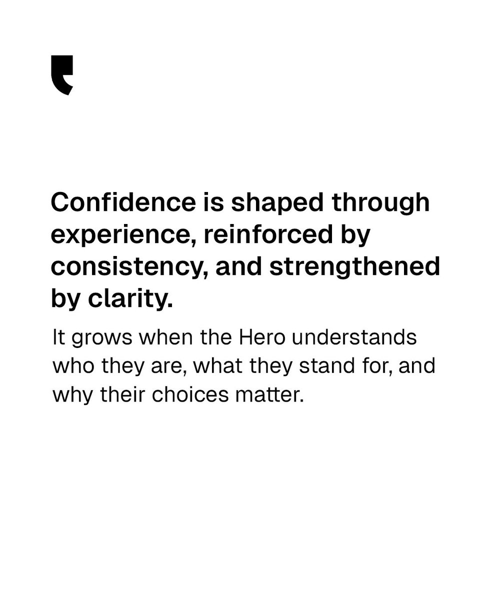Pokeltd's tweet photo. Confidence is the Goal that allows the Hero to act decisively, without second-guessing.

Brands that understand this, design for assurance, aligning message, product, and behavior so trust feels inevitable... https://t.co/ui6WQpppA2