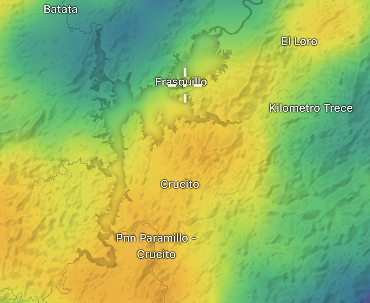 A esta hora se registran lluvias moderadas a fuertes en la zona de la represa de Urrá.