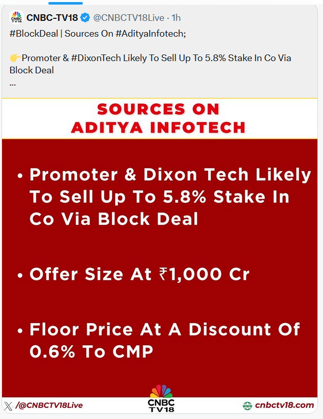manurishiguptha's tweet image. #DIXON

Finally, the day I've been waiting for these past two years is here. to enjoy the benevolence of #DixonTech's promoters

They are divesting their stakes in various companies to allow the retail to #Buythedip #adityatech