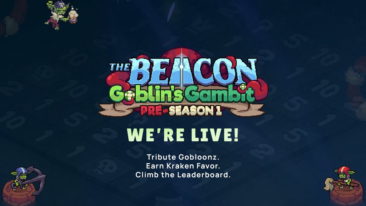 Goblin's Gambit Pre-season 1 IS LIVE!🥳
Jump right in at 👇
app.thebeacon.gg/events/preseas…

Your objective is simple:
- Tribute Gobloonz.
- Earn Kraken Favor.
- Climb the leaderboard.

See you at The Cellar! 🧙‍♂️