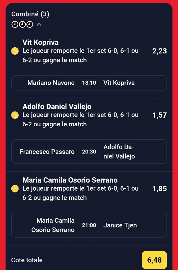 Allgoatt's tweet photo. 💻 Nos Prédictions #IA de L'Algoat Spécial #Tennis #WTA #Atp

🍀 Safe : 1.25 / 💥Fun : 6.48

#TeamParieur on Vous Offre 10€ si le Fun Passe !! 

🎁 Pour Participer : 
Like ♥️
Rt ♻️
Rejoins notre Canal en Bio 🔐 #BetclicELITE https://t.co/Pm9F3rSuqb