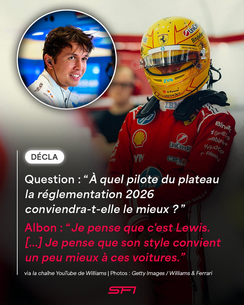 Dernier_Secteur's tweet photo. Pour Alex Albon, la nouvelle réglementation conviendra tout à fait à Lewis Hamilton et son style de pilotage 👀🤝

(via la chaîne YouTube de Williams)

#F1 https://t.co/fIIzLKIfEh