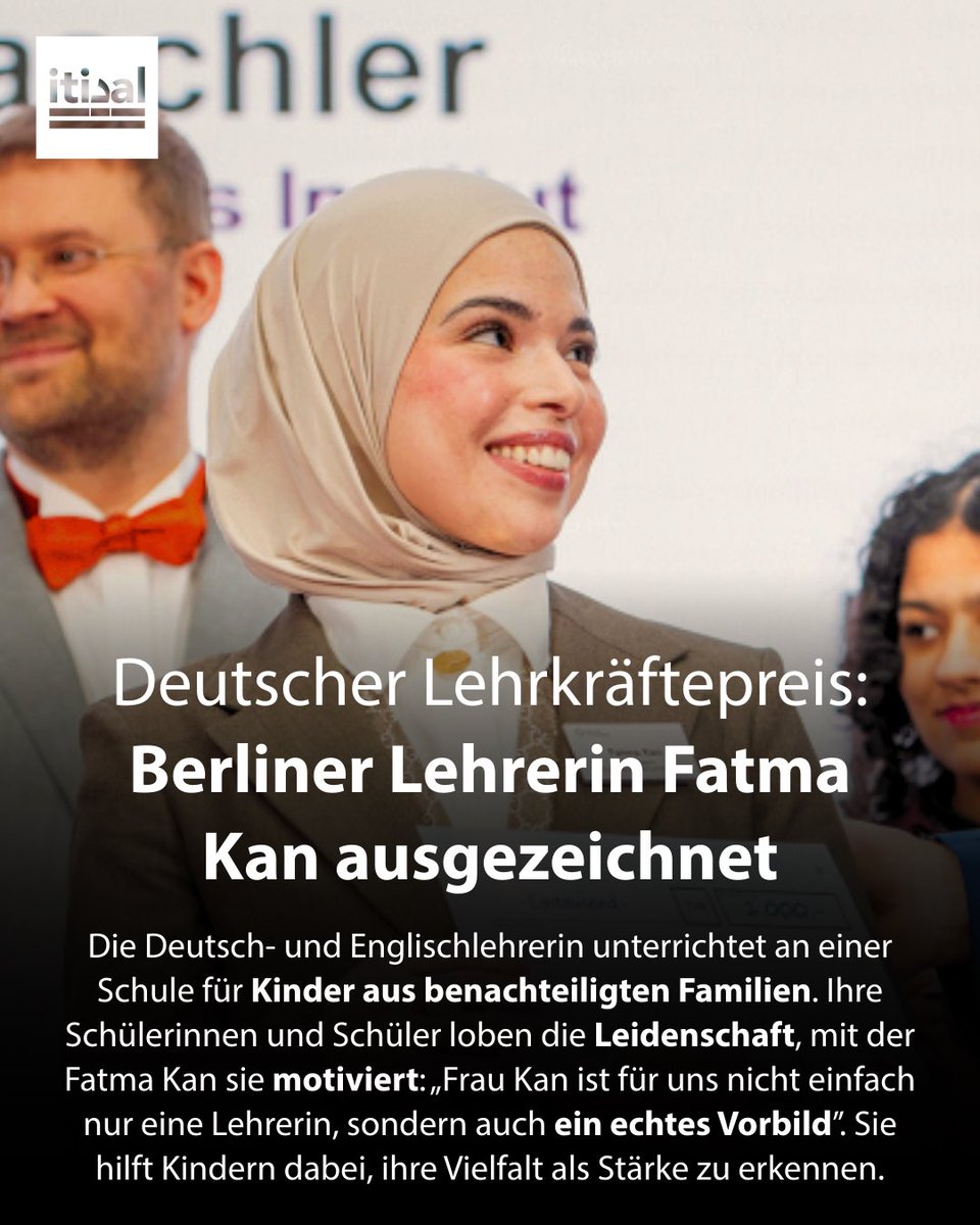 Die Lehrerin Fatma Kan aus Berlin wurde mit dem Deutschen Lehrkräftepreis 2025 ausgezeichnet. In der Kategorie, in der Lehrkräfte von ihren Schülerinnen und Schülern selbst nominiert werden.

Die Englisch- und Deutschlehrerin unterrichtet in Berlin-Wedding an einer Schule für
