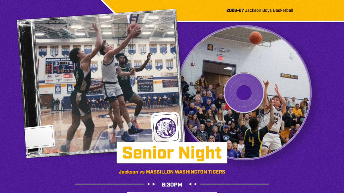 PurpleNGoldCrew's tweet photo. Get your tickets now!! Help us celebrate our seniors this Friday and pack the gym!! #GoBears 🐻‍❄️🏀👴🏼 https://t.co/kpt61nMzt9