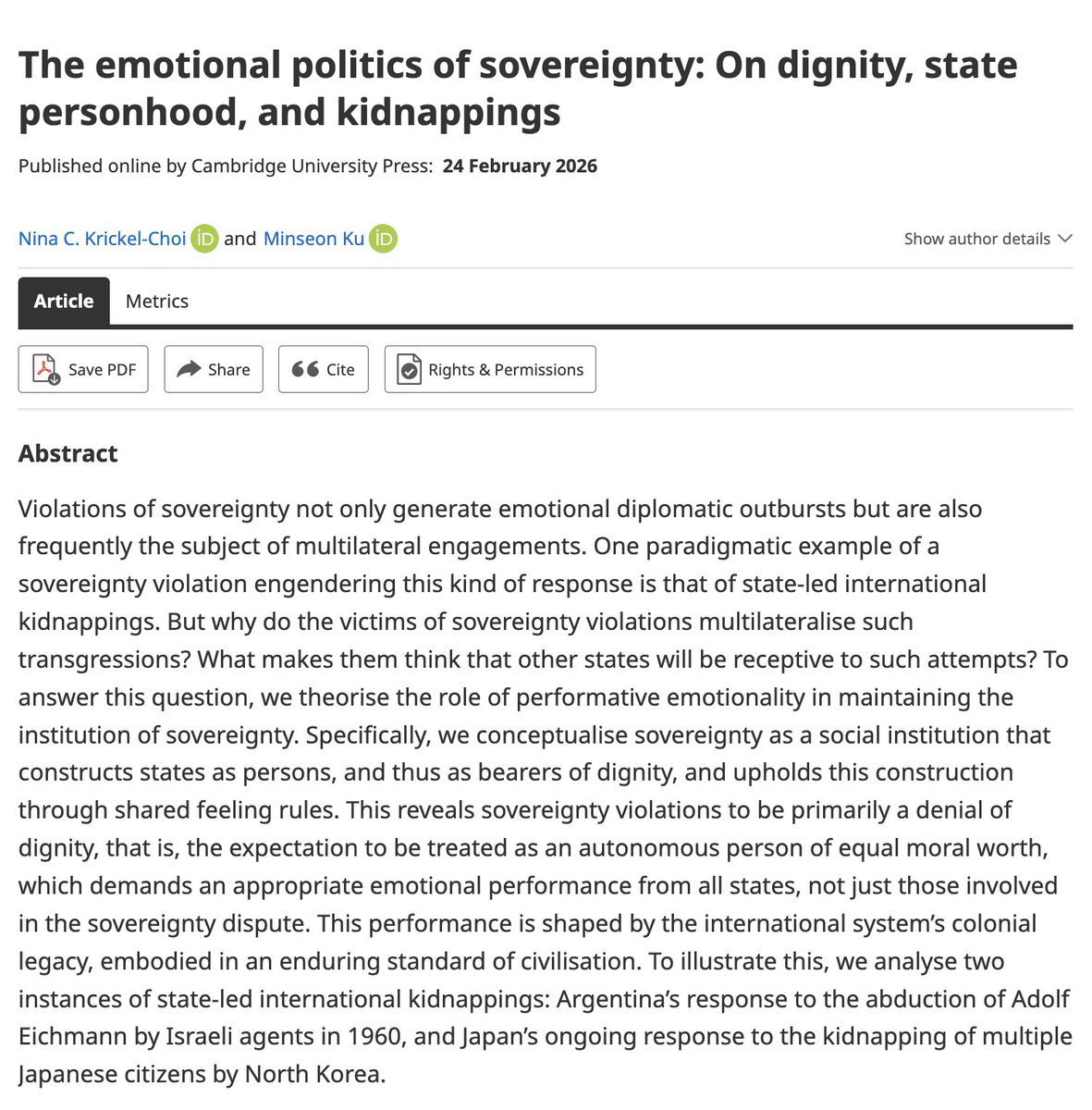 European Journal of International Security tweet media