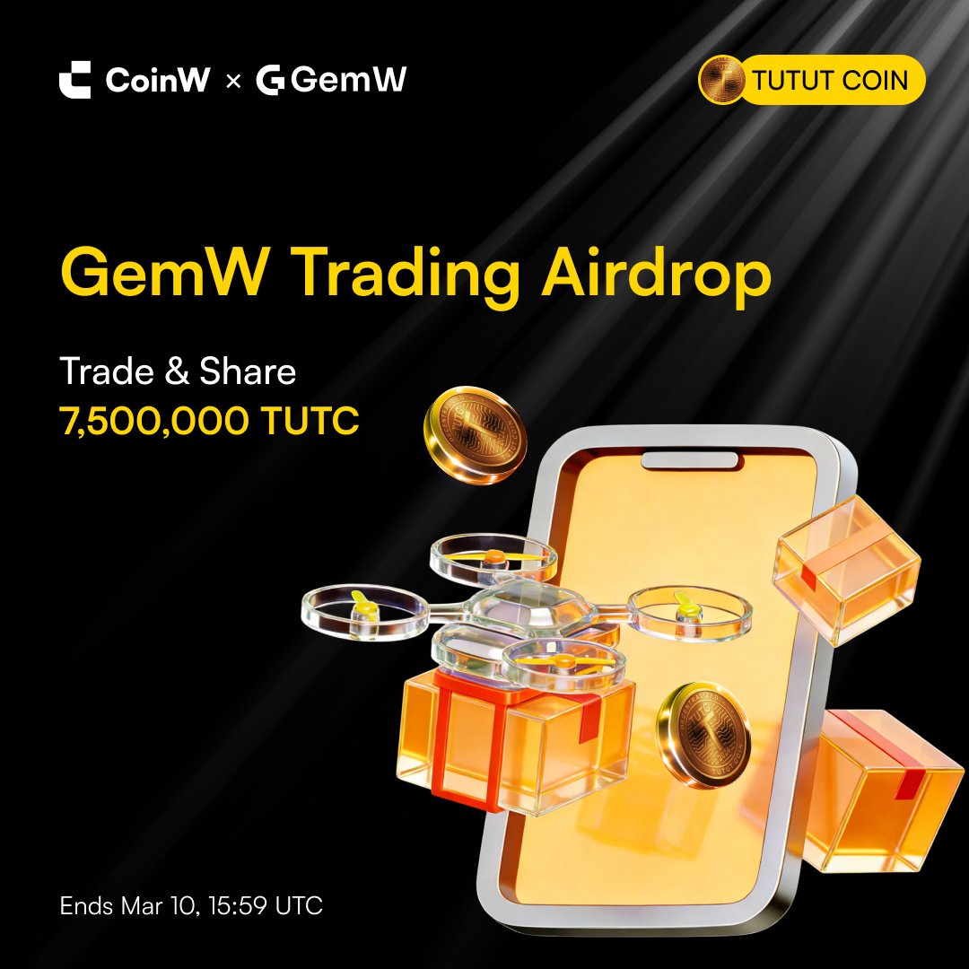 🚀 GemW $TUTC Trading Airdrop LIVE! 🚀
Trade $TUTC on GemW and share 7,500,000 $TUTC!

💥 Bigger trades = Bigger share!
👉 Sign up &amp; join: coinw.com/help-center/an…

🎁 Community Giveaway: 10 Winners × 40,000 $TUTC each!
1️⃣ Follow <a href="/GemWOfficial/">GemW</a> &amp; <a href="/TUTUTCOIN/">TUTUT COIN</a> 
2️⃣ Like + RT + Tag 3