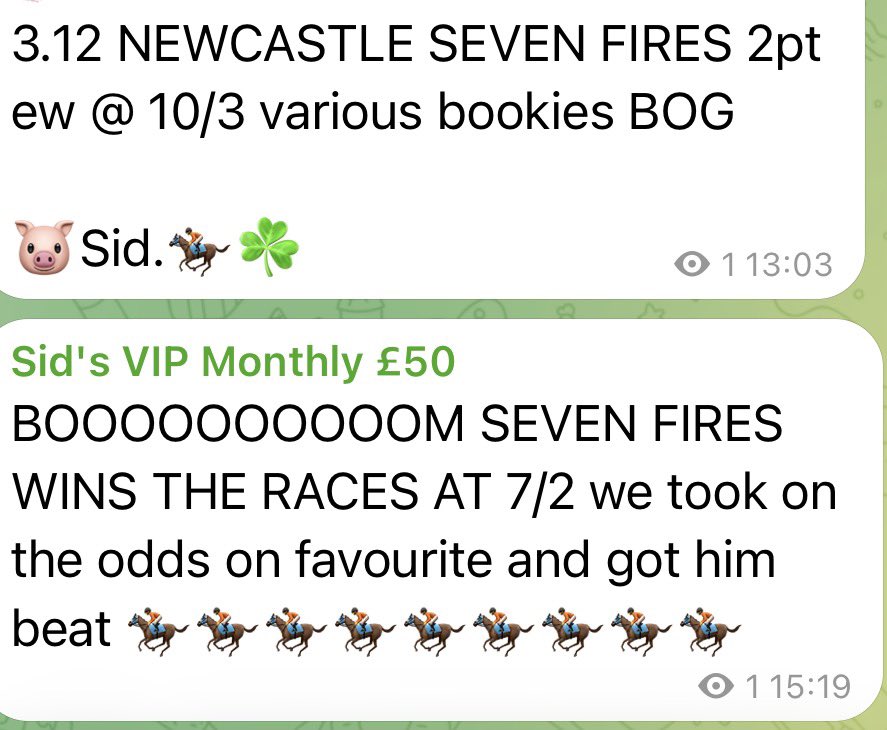 16/1 winner yesterday only bet of the day turns over the odds on favourite today!! 

You are missing out I keep saying it!! CHELTENHAM on the horizon! GET INVOLVED 🏇🏇🏇🏇🏇🏇🏇

t.me/Sid365_Bot?sta…
