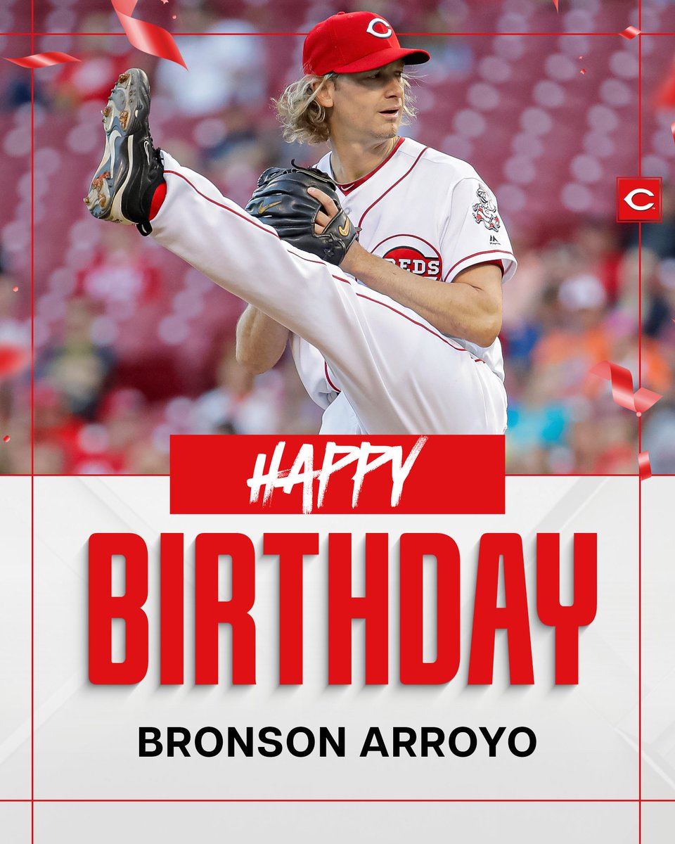 Reds's tweet photo. Wishing a happy birthday to Bronson Arroyo‼️ https://t.co/CWfvRT4N60