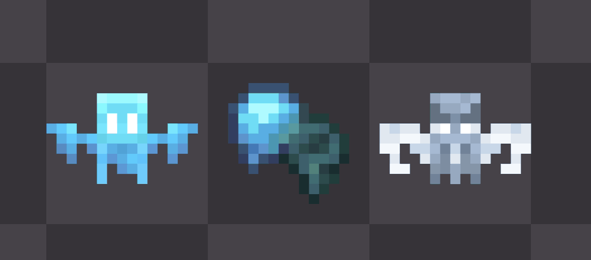 Nopeable_'s tweet photo. A new crafting material, Ectoplasm, is dropped by Vexes and Allays. It's power has long been used by Illagers to allow for advanced magical spells and tomes. It can be used by players to harness parts of that natural power. (Part 1/3)

#minecraft #pixelart https://t.co/37mQqLp972