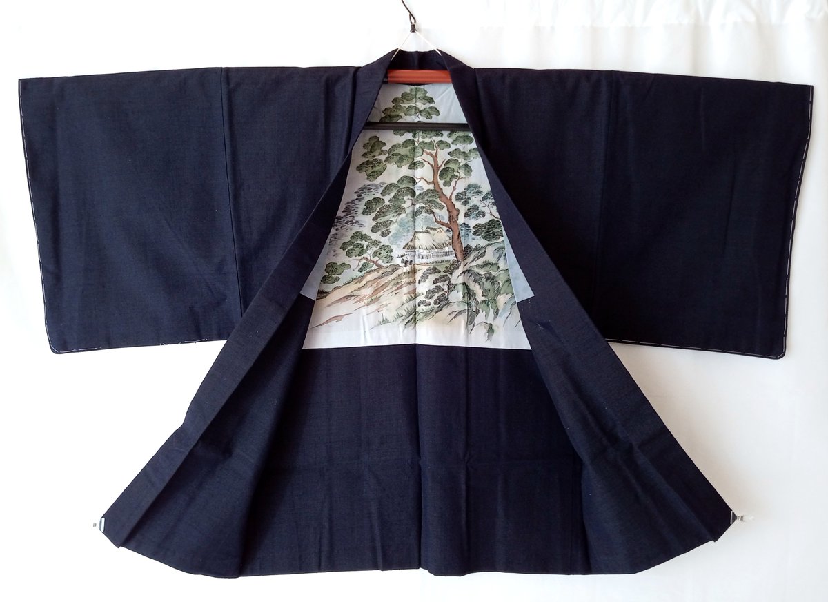 JawanekoShop's tweet image. Vintage Japanese Tsumugi Haori: Dark Indigo Silk Kimono Jacket – Hand Painted Landscape motif – Size M etsy.me/4kSEjji #kimono #jacket #menswear #giftforhim #etsyvintage #etsyshop #epiconetsy #shopsmall #supportsmallbusiness