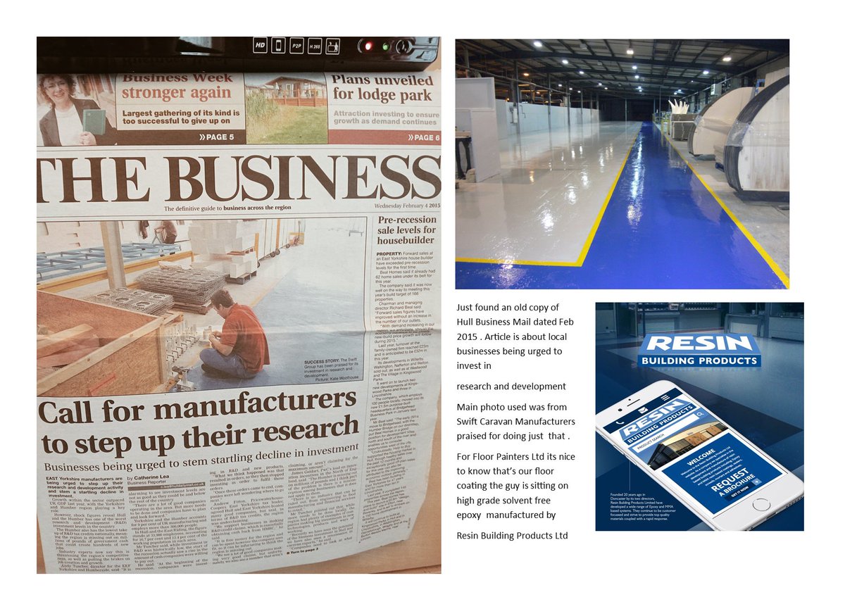 Just found an old copy of Hull Business <a href="/BusinessHull/">Business @ Hull</a>  from 2015 featuring <a href="/swiftgroup/">Swift Group</a> and their commitment to research and development . Nice for <a href="/floorpainters/">Floor Painters Ltd</a>  to see our floor coating we installed using quality materials from <a href="/resbuild/">RBP Limited</a> .