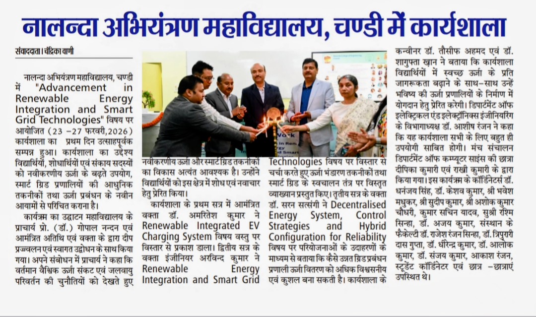 NceChandi's tweet photo. Glimpses of One Week National Workshop on Advancement in Renewable Energy Integration and Smart Grid Technologies @NCE, Chandi https://t.co/MU7DulbiXF