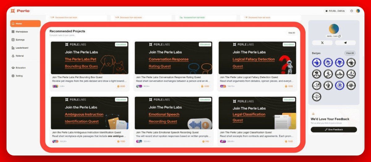 Quick update.

New task just dropped on PerleLabs, up to 6 tasks available. 

Login/signup via: app.perle.xyz/join/V8mfLR
Connect your SOL wallet
Go to home &amp; complete all available tasks. 

If you’re new; head to settings, link your X(Twitter), Discord &amp; Gmail. 

The more tasks