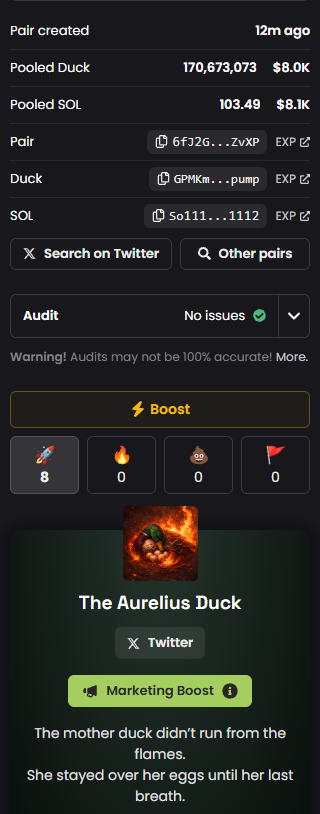 Don't forget to hit the rockets on Dex Screener! 🚀🦆 

$Duck  

GPMKmRaHAiDt7a4Ys7xZ4P66xQHnqWeXuGTShySKpump