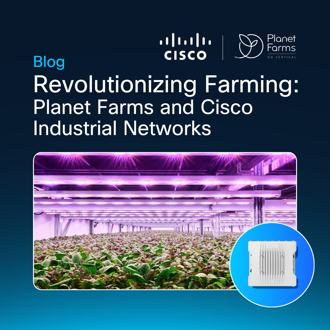 “We want to change the way the world thinks about agriculture,” says Massimo Mistretta, CISO at Planet Farms. Discover how traditional agriculture is being transformed through a highly automated, data-driven vertical farming model. 🌱 ➡️ blogs.cisco.com/industrial-iot…