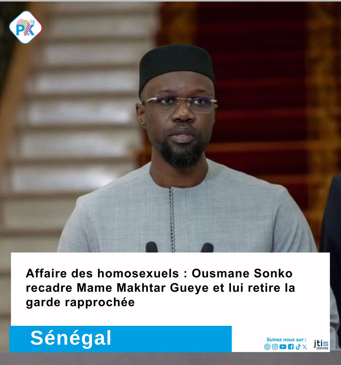 Pressafrik's tweet image. Affaire des homosexuels : Ousmane Sonko recadre Mame Makhtar Gueye et suspend sa garde rapprochée.

🔗👉🏽 pressafrik.com/Affaire-des-ho…

#INDvPAK #INDvsPAK #Mercosur #LikeU #LINEマンガポイ活 #LaCasaDeLosFamosososCol3 #ハッピーバレンタイン #PerthTanapon #Yeralti #IndvsPak2026