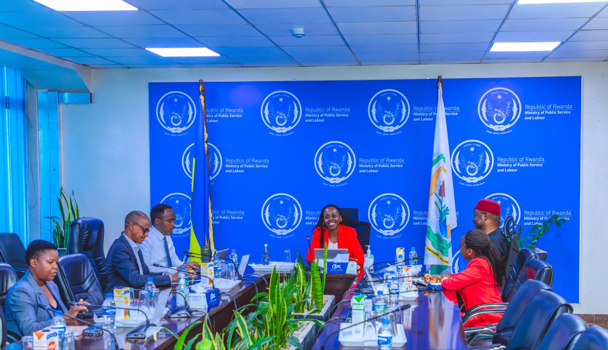 RwandaLabour's tweet photo. This afternoon, Hon. Minister @Nkulikiyinka hosted Mr. Ozonnia Ojielo, United Nations Resident Coordinator in Rwanda, for a farewell courtesy visit as he concludes his tour of duty on 12 March 2026. https://t.co/MVbmdcQH8v
