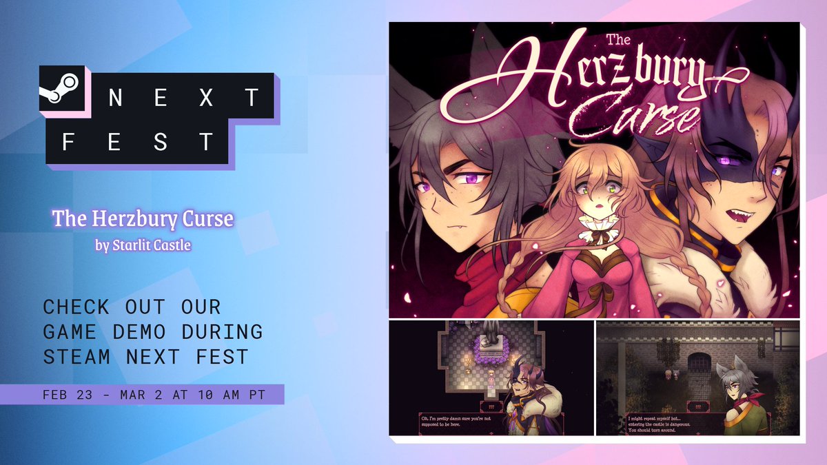 StarlitCastle's tweet image. The Herzbury Curse, my RPG Maker Horror X Otome game, has a demo available for #SteamNextFest!

#indiegame