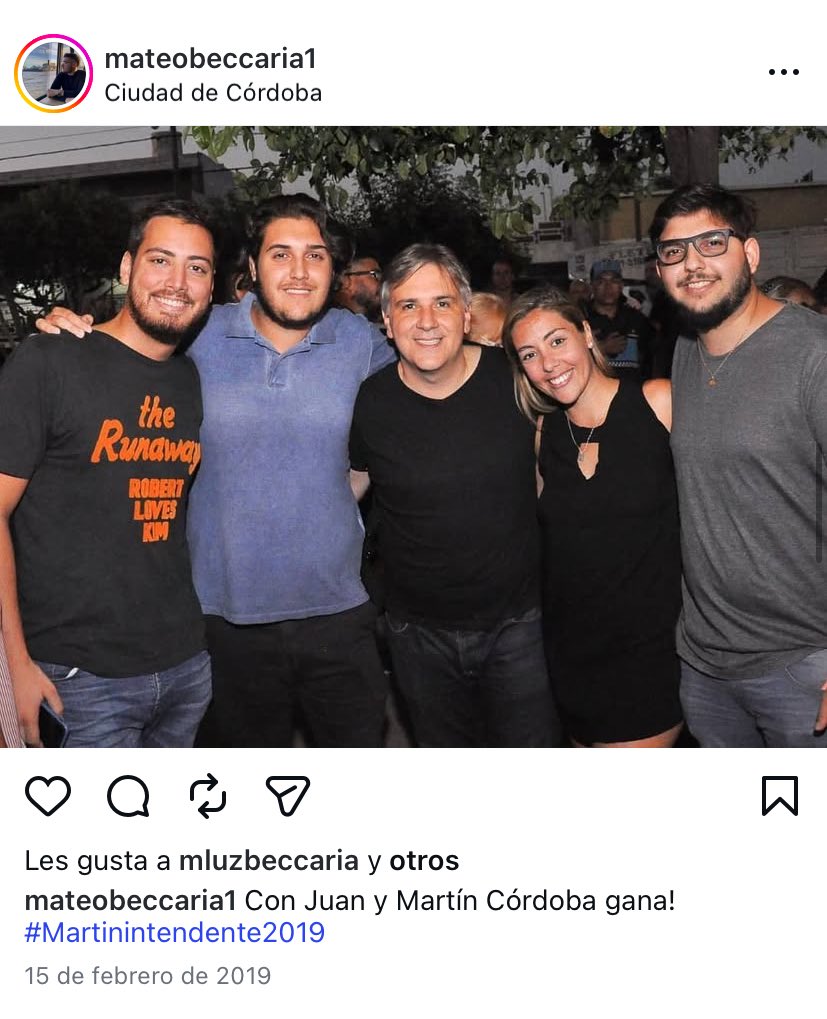🚨🚨🚨🚨🚨🚨🚨
INDIGNACIÓN TOTAL:
MATEO BECCARIA ES EL HIJO DE LA EX-ESPOSA DE LLARYORA.
Trabaja como “asistente legislativo” cobra más de 4 PALOS y en la legislatura dicen que no va a trabajar.
VERGUENZA 
Pd: cualquiera milita a Gildo Llaryora si cobra y no labura.