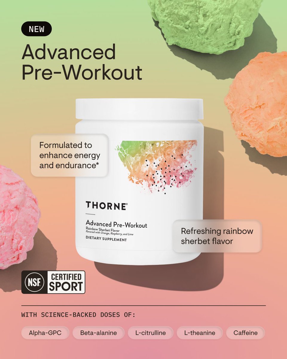 thornehealth's tweet photo. Introducing Thorne Advanced Pre Workout—an evolution of our Pre-Workout Elite. Delivering the same performance boost, with a bold, new flavor profile. Maximize your reps, laps, holds and miles. #onlyThorne

Check it out here: https://t.co/JG0dhxK5kz https://t.co/geIjlKlvKr