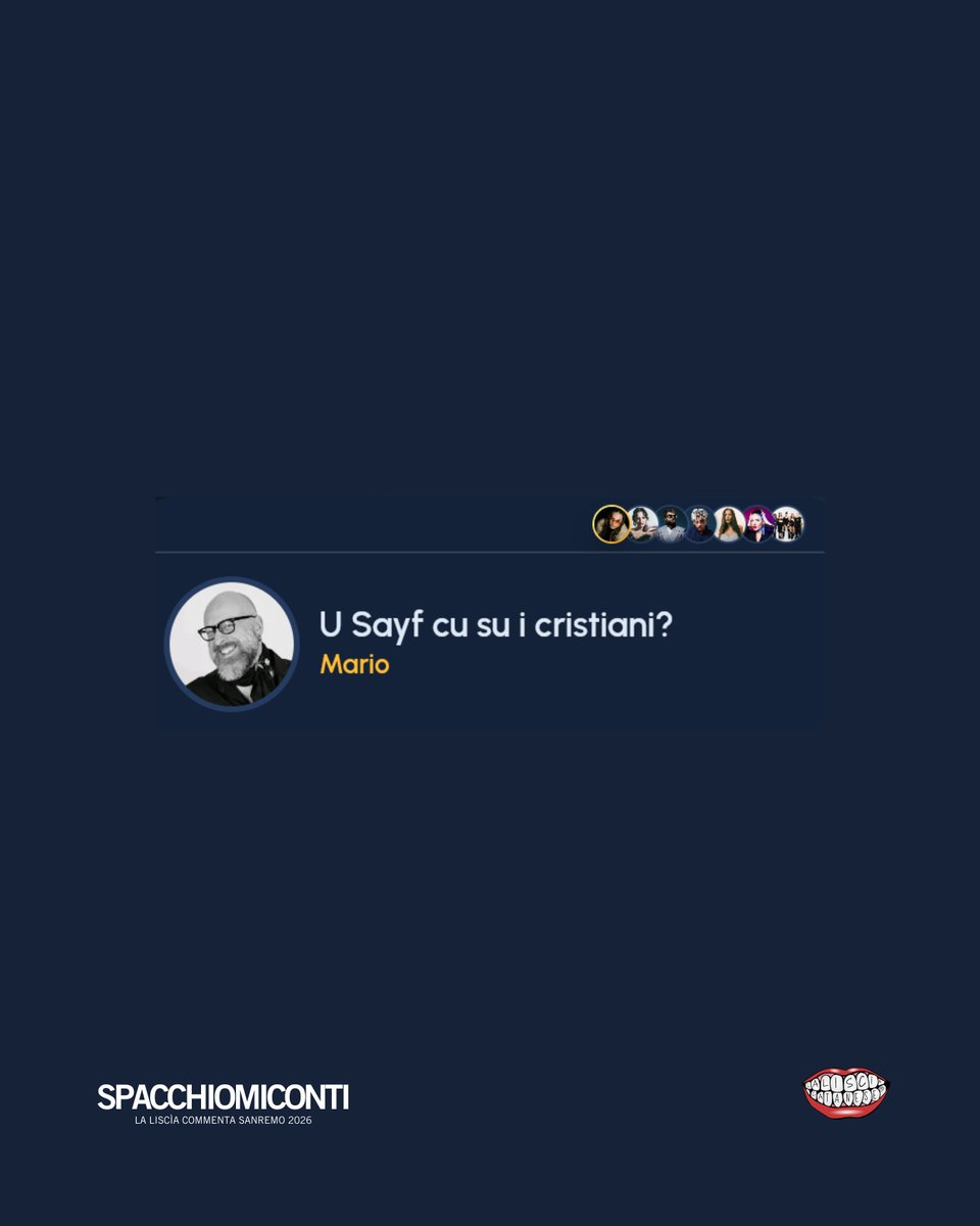 lisciacatanese's tweet photo. Che fa non glielo butti un colpo a #Sanremo2026? https://t.co/y72lYy4IlY