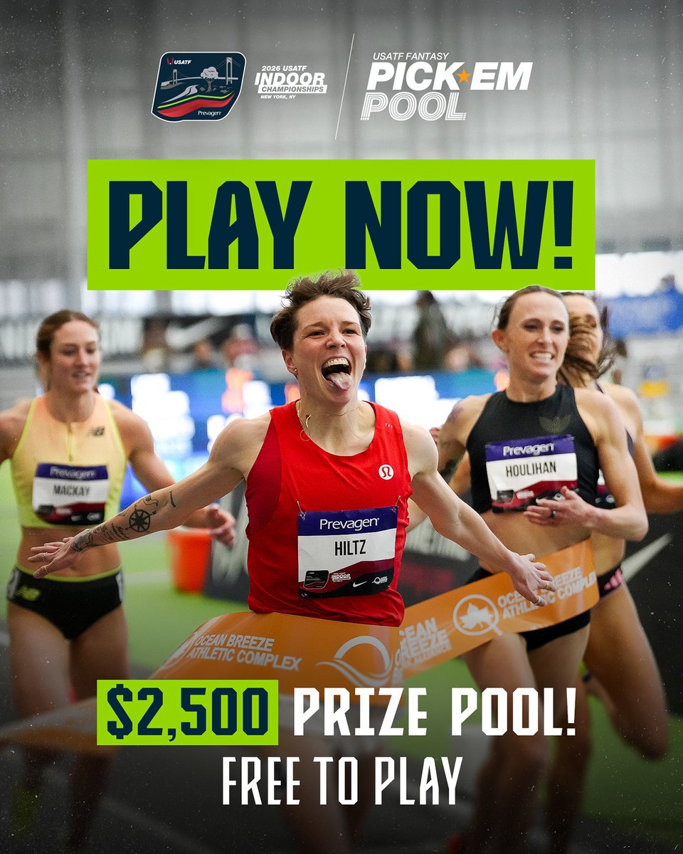 Think you can call the podium? 👀🏆

Join our Indoor Champs Pick’em Pool and compete for your share of the $2,500 prize. 💰

Free to enter. Just make your picks and see how they stack up.

⏳ Closes March 1 at 12:30pm ET
💸 Play now ➡️ usatf.org/pickem